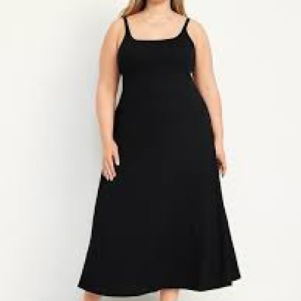 Fit & Flare Rib-Knit Maxi Dress